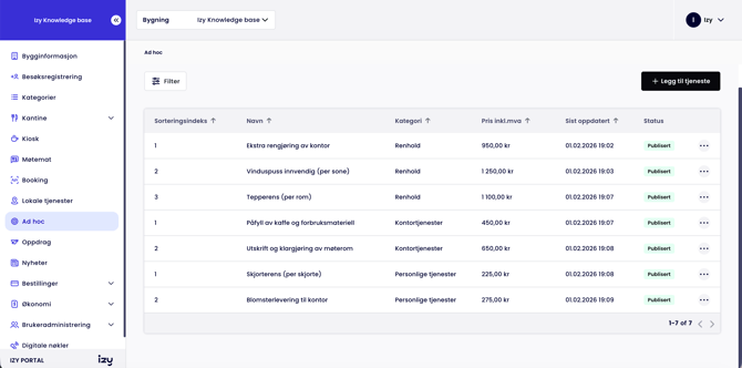 Ad hoc - Liste - Izy Portal