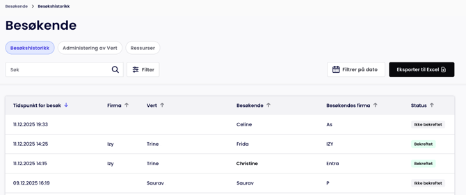 Besøksregistering - Izy Portal