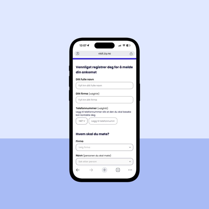 Besøksregistering - Registeringsskjema - Izy Web