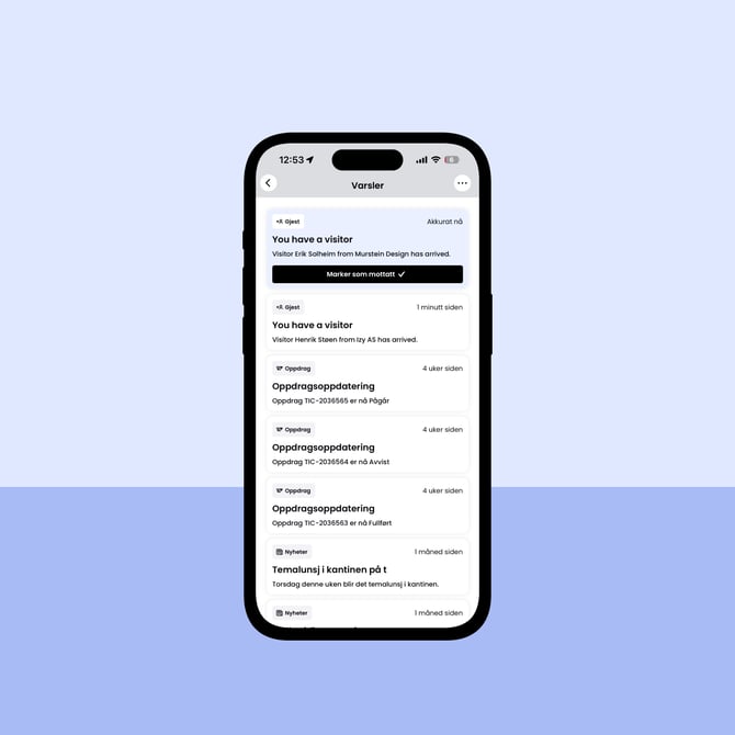 Besøksregistering - Varsler - Izy App