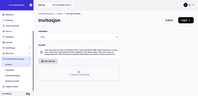 Brukeradministering - Importere ansattlister - Izy Portal