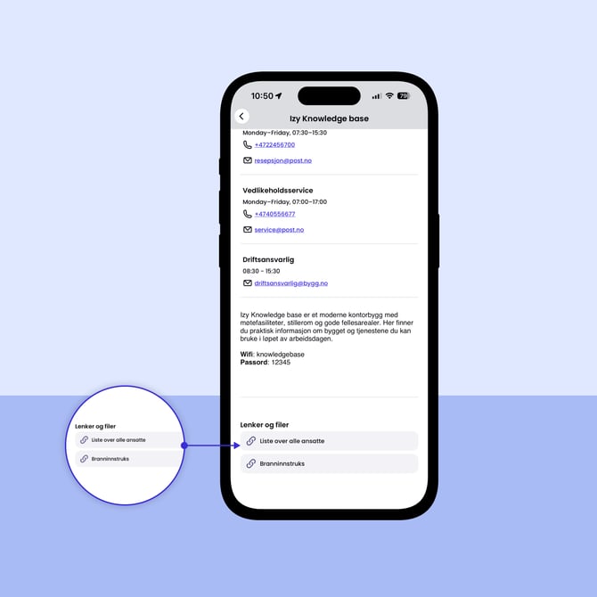 Lenker og filer - Izy App