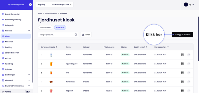Kiosk - Legg til produkt - Izy Portal