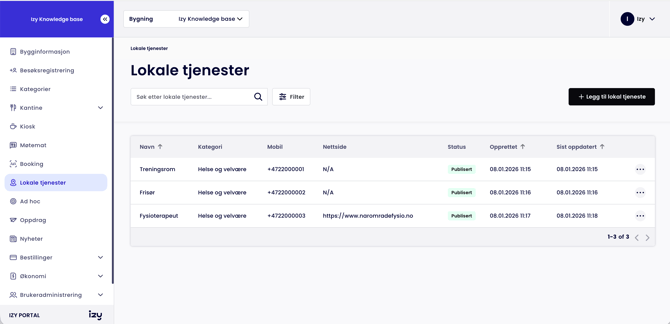 Lokale tjenester - Izy Portal